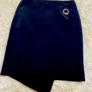 Calvin Klein Black Mid-Length Skirt with Silver Buckle